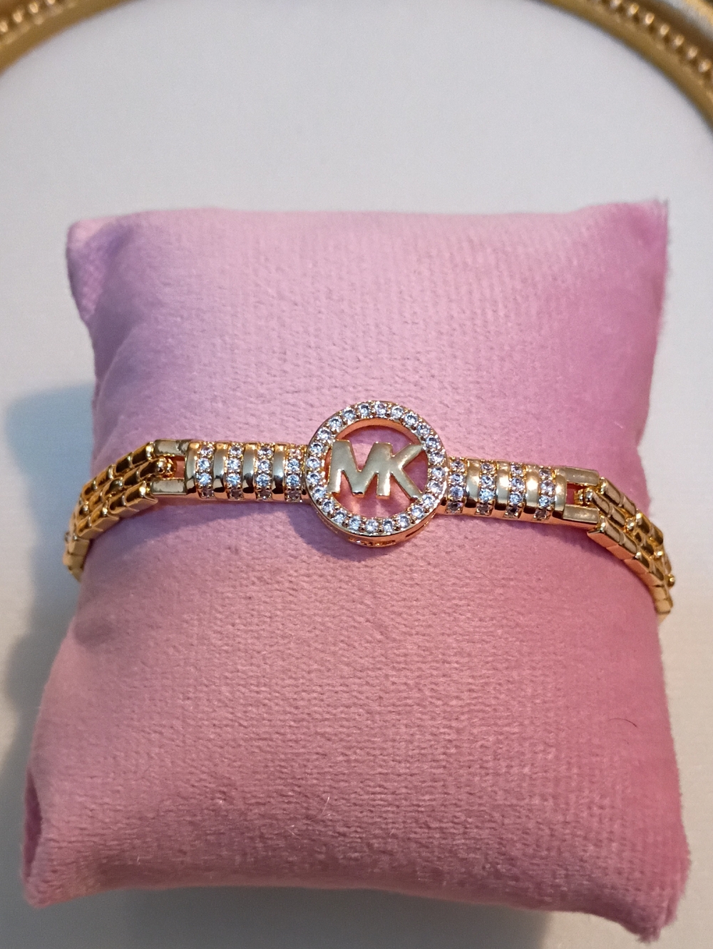 New Gold-Tone MK Crystal Circle Bracelet - Gold